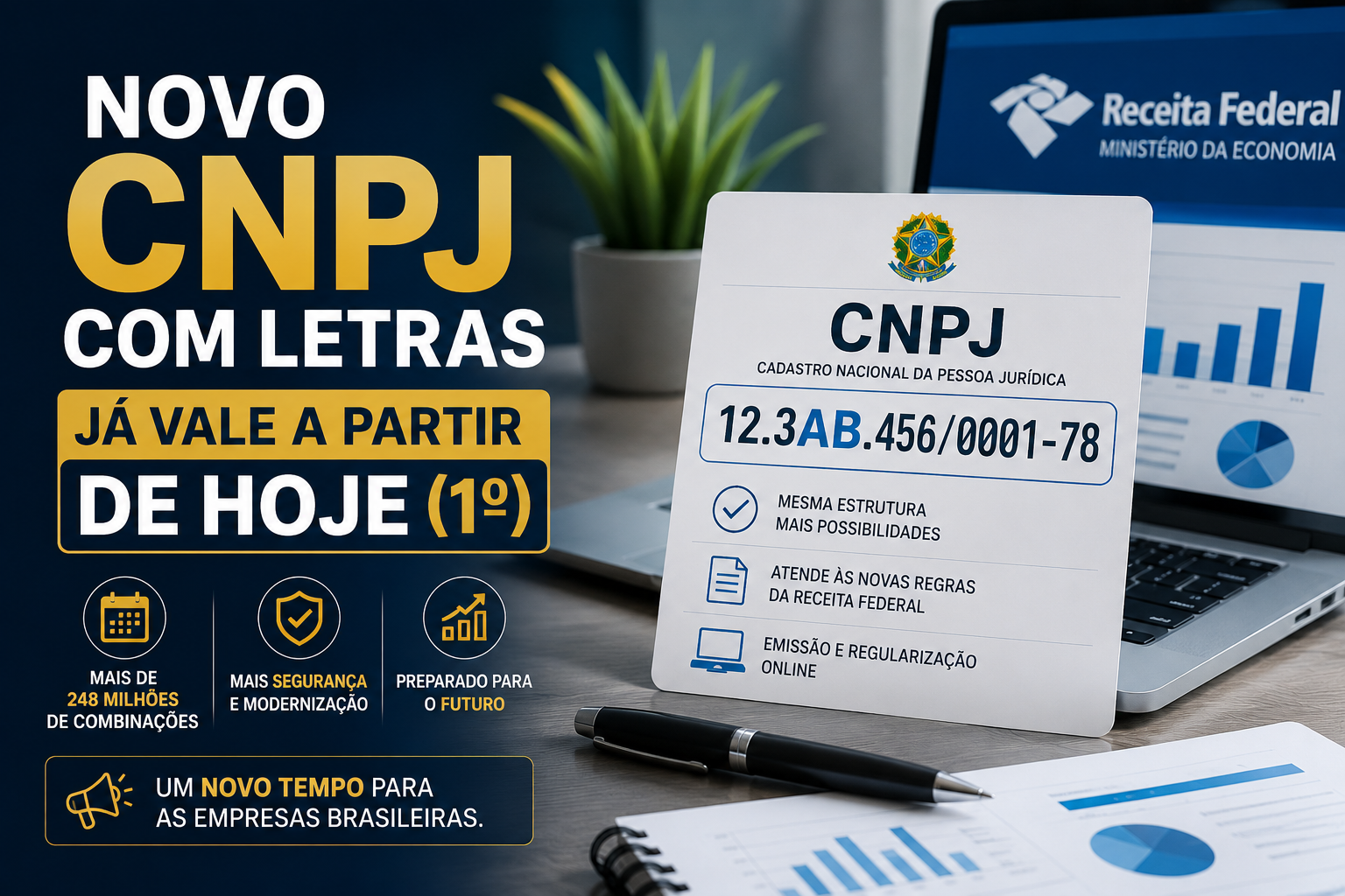 Novo CNPJ com letras já vale a partir de hoje (1º)